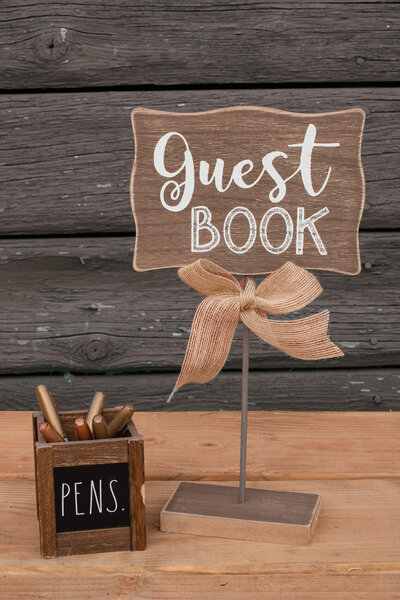 wooden guest book sign for weddings