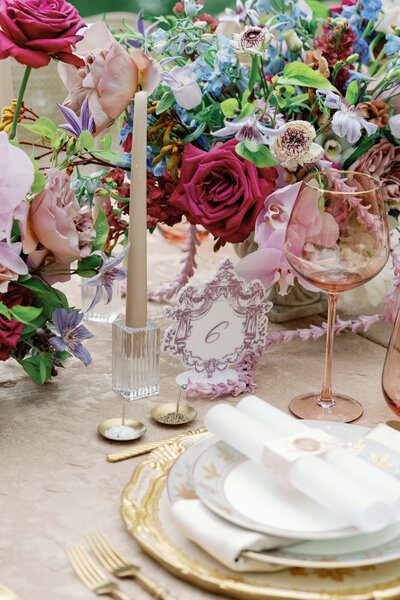 Vizcaya Musuem in Miami with floral tablescapes