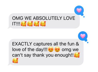 OMG we absolutely love it!! Exactly captures all the fun and love of the day!! omg we can't say thank you enough!!