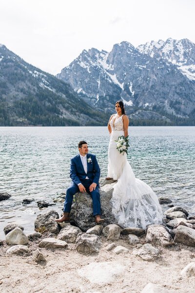 tiny wedding photos on a lake in idaho
