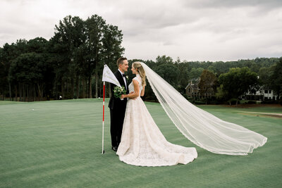 bride and groom kissing