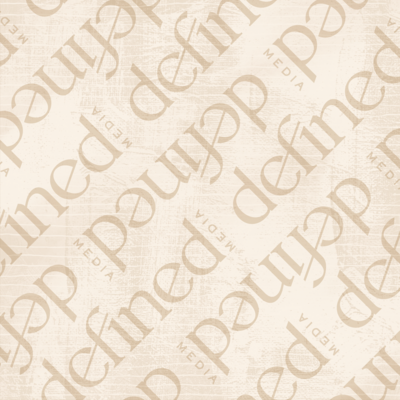 Defined Media Co. logo mark repeated on textured paper