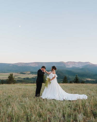 Intimate elopement ceremony in the Montana mountains with breathtaking views