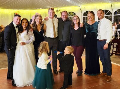 Crystal Annear with her wedding clients, the Filewicz siblings and their spouses. 