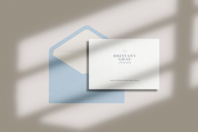 baby blue and white business cards