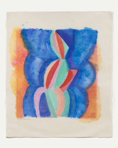 'Aurora Transparent' by Anna Kunz – a monotype with hand coloring on sekishu paper, measuring 28 x 23 7/8 inches.