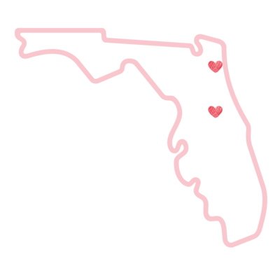sketch outline image of the state of Florida used to show one of the locations The Bardot does onsite hair and makeup services for brides