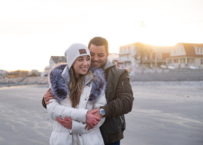 Couple engagement session on beach