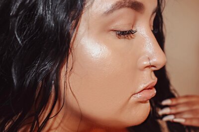 Woman with long glamorous eyelash extensions