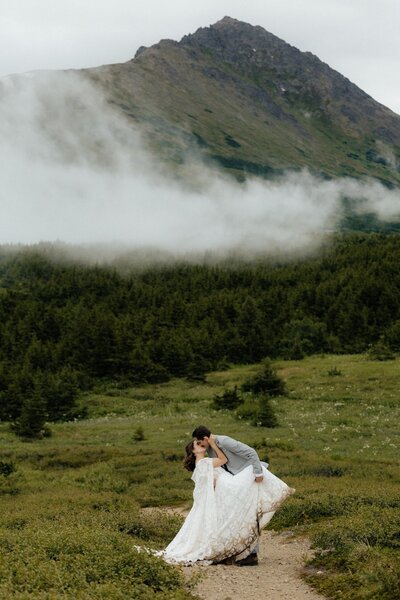Romantic adventure elopement on the Knik Glacier in Alaska