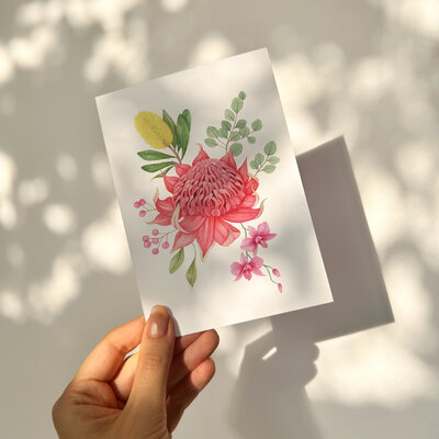 Waratah Bloom card mockup