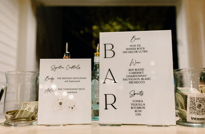 customized wedding bar signage