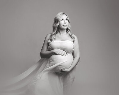 maternity dress for studio black and white image
