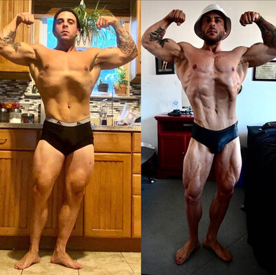 Bodybuilding transformation from online coaches