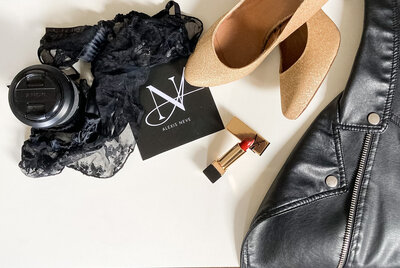 Brown vinyl shoes with stiletto heels on black woman and rattan-style black shoes with bows on white woman