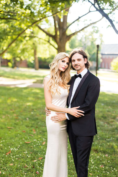 Bride and groom portriats at Vanderbilt Alumni Hall, Nashville, Tenessee