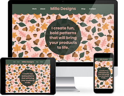 The Template Emporium shop Showit one-pager website template for Surface Pattern Designers