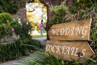 Wood sign for wedding and cocktails