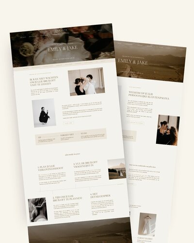 Shoot en Bruiloft Klantenpagina voor Showit, Showit template voor trouwfotografen