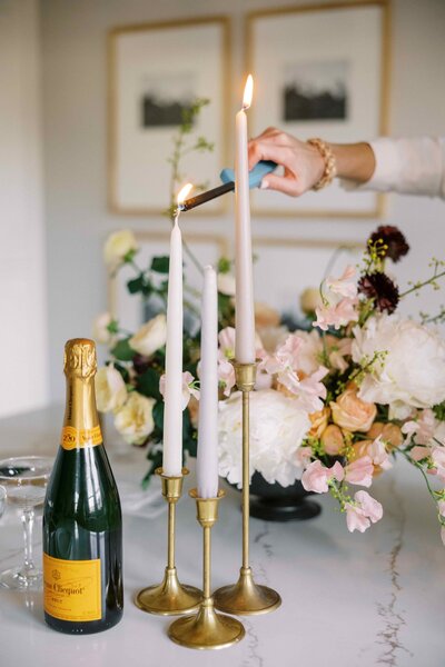 Gold Tapered Candles with Champagne
