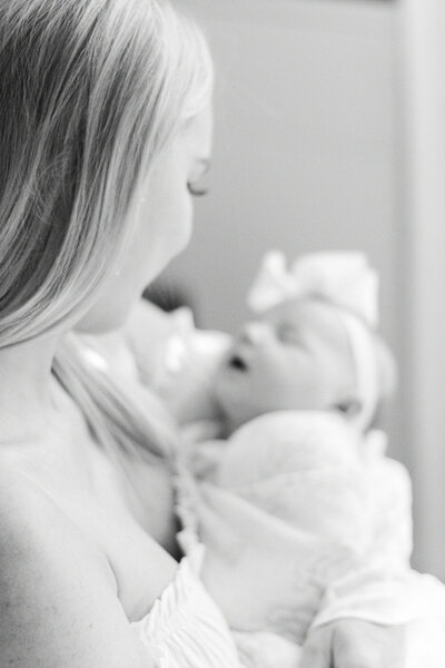 Black and white mother and daughter