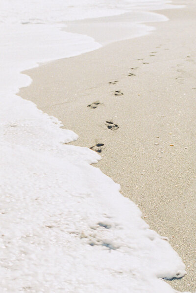 Chill beach scene footsteps