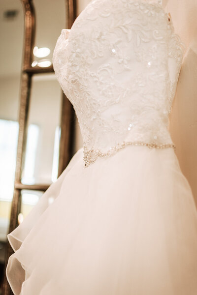 Luxurious white wedding gown
