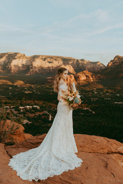 bride on the red rocks of sedona
