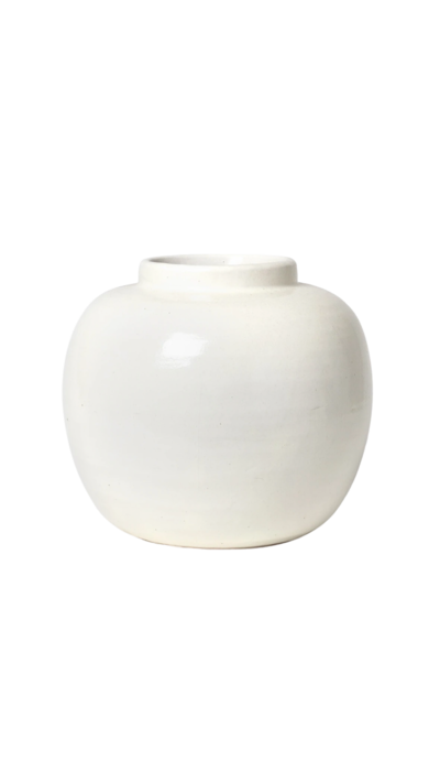 Round white vase