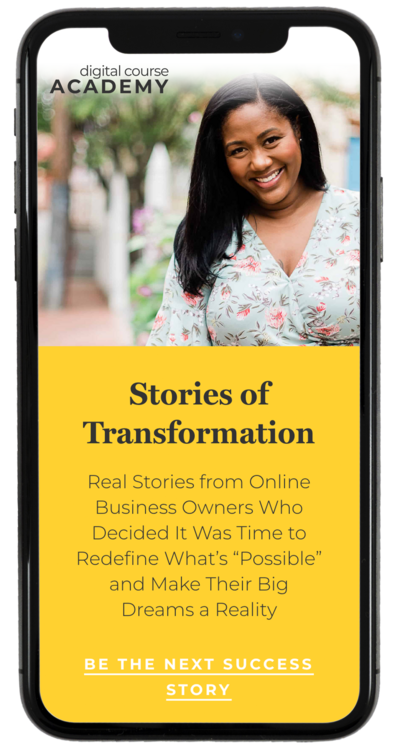 Stories of Transformation mockup on iphone - create online course
