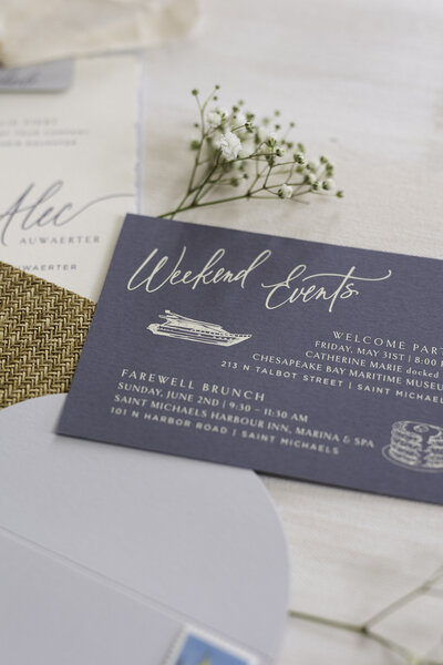 Light and airy wedding invitation suite with custom calligraphy