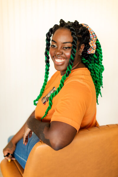 Woman smiling at camera