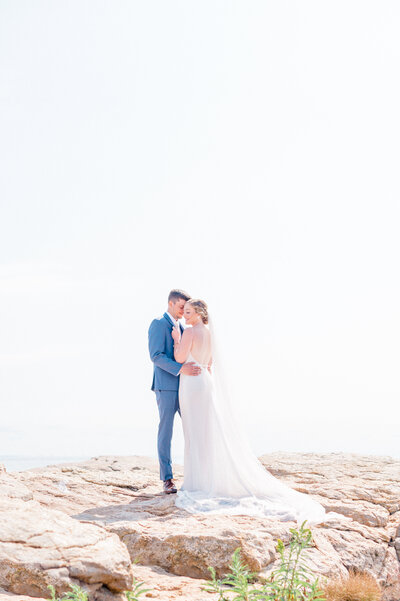 Connecticut wedding couple hugging