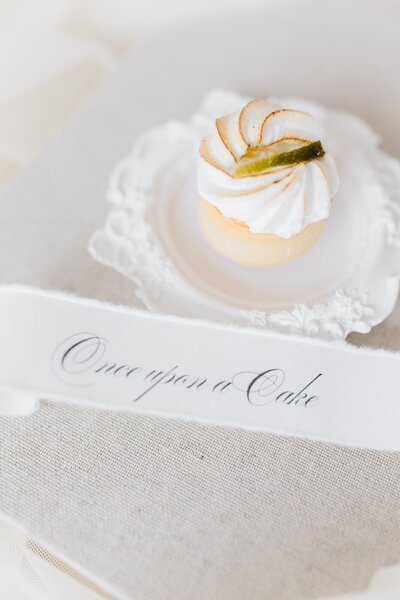 Bespoke handmade small lime cake with once upon a time message 