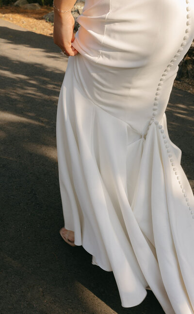 White wedding dress with buttons