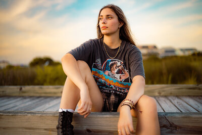 relaxed photo of girl during senior photoshoot