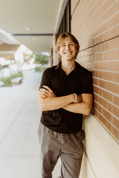 Landen during his high school senior photos in downtown Lincoln, Nebraska