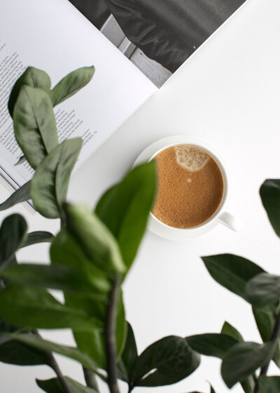 Greenery + Coffee  in the office- Organizational Change Coach in Denver, Co - Elle Banks Coaching