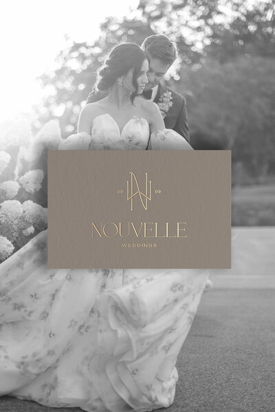 Minimal, neutral-toned business card design for a sophisticated wedding planner brand.