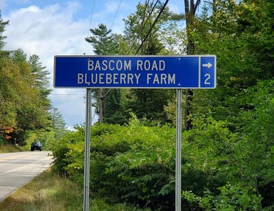 Bascom Blueberry Farm Directions Sign