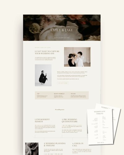 Showit Client Lounge templates for Photographers - Weddings 1