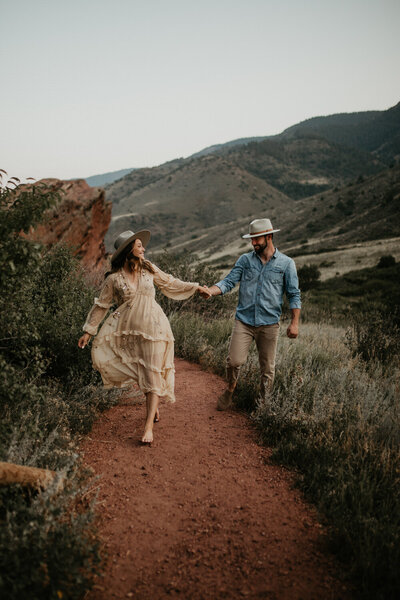 Red Rocks Amphitheater Engagement Session on Trading Post Trail. Colorado Rocky Mountain Couples Session. Top 5 engagement session locations near Denver, Colorado.