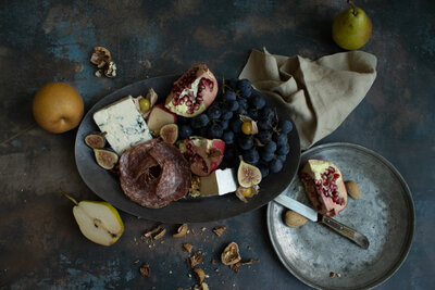 Dark and moody charcruterie tray. 