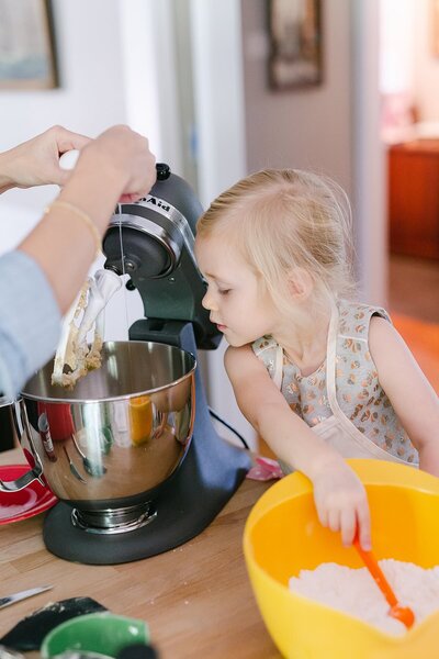 family-photos-at-home-making-cookies-in-kitchen-aid-stand-mixer