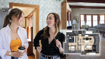two women and 3D floorplan