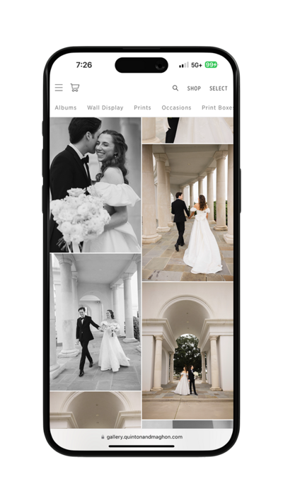 phone mockup of wedding gallery