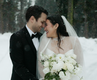 The newlyweds celebrating before their reception at Shore Lodge in McCall Idaho captured by Madison Maltby Photography
