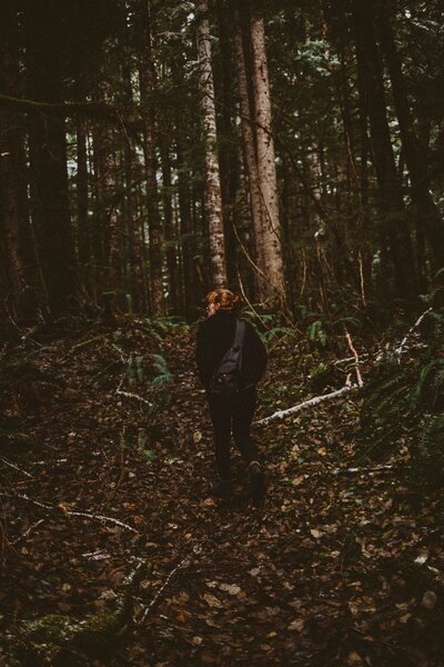 Cherish Harper walking in the woods