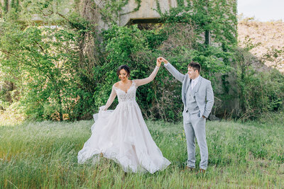 Wedding Photography In Madison AL by Whitney Briscoe - bride and groom dancing in tall grass