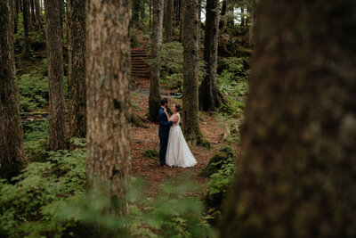 Bride and groom share vows on glacier